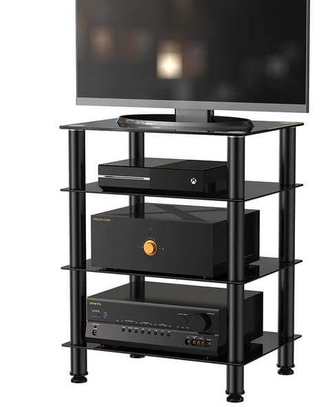Fitueyes 4-tier TV Stand with reinforced glass